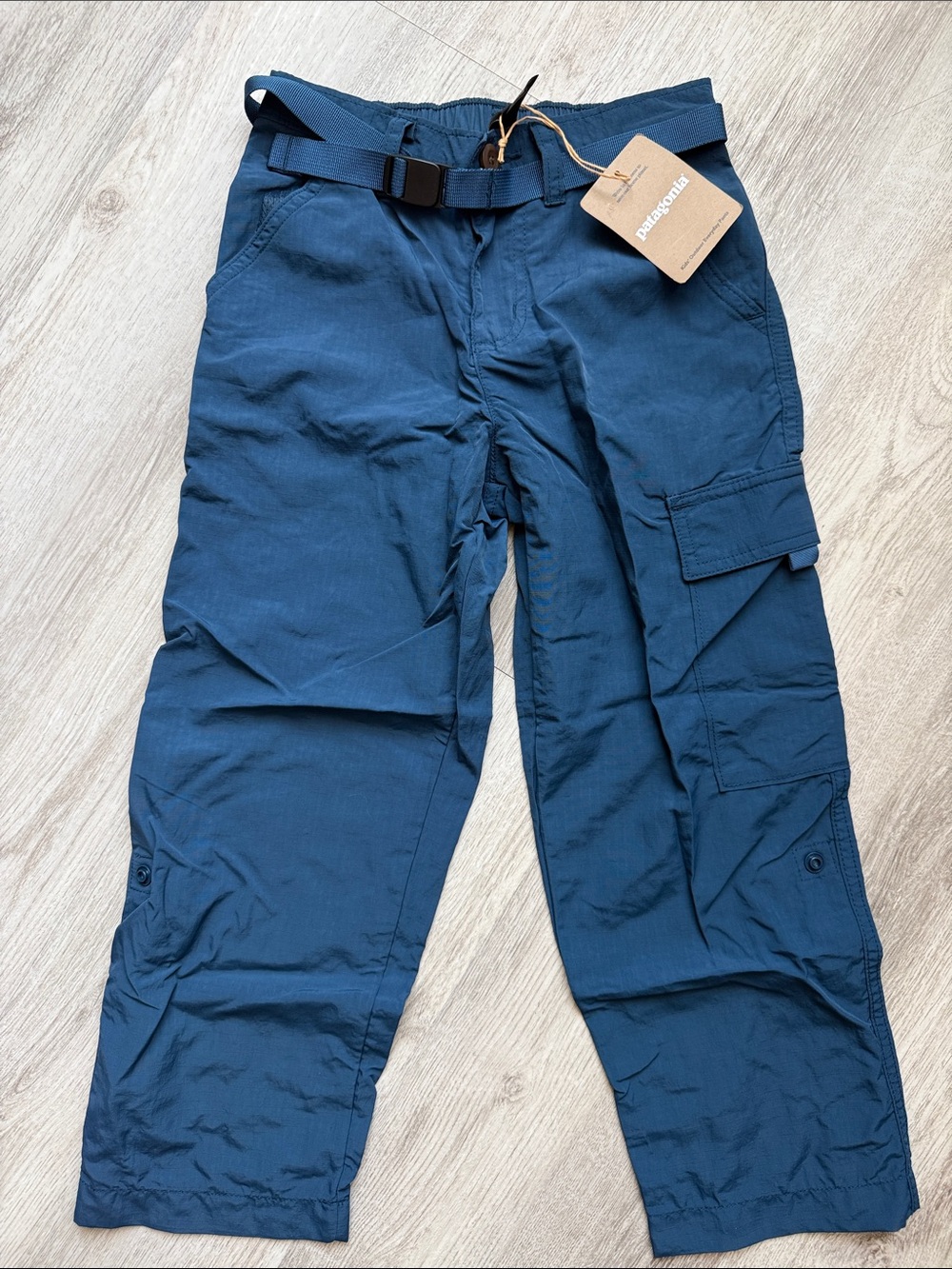 NWT Patagonia Kids Navy Blue Cargo Pants with Web Belt